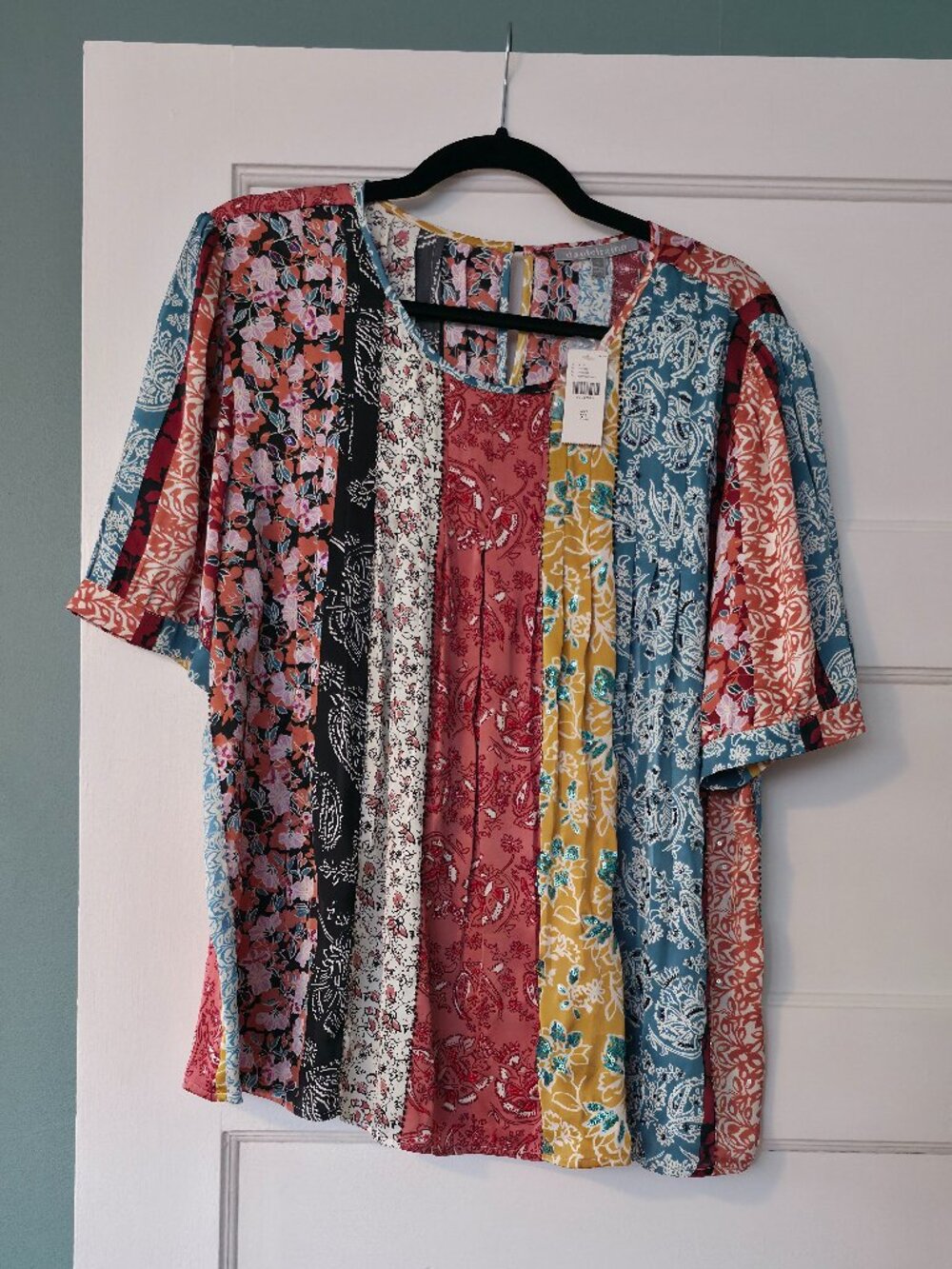 Never Worn - Tags Still On Anthropologie Beaded Sequin Short Sleeve Blouse